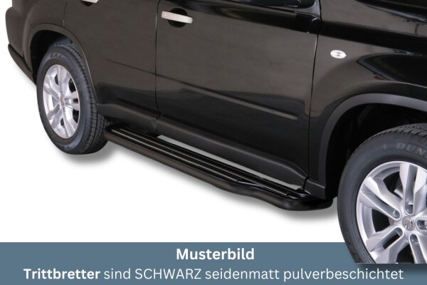 Trittbretter SCHWARZ für NISSAN X-Trail T31 2011> Edelstahl Ø50mm mit TÜV