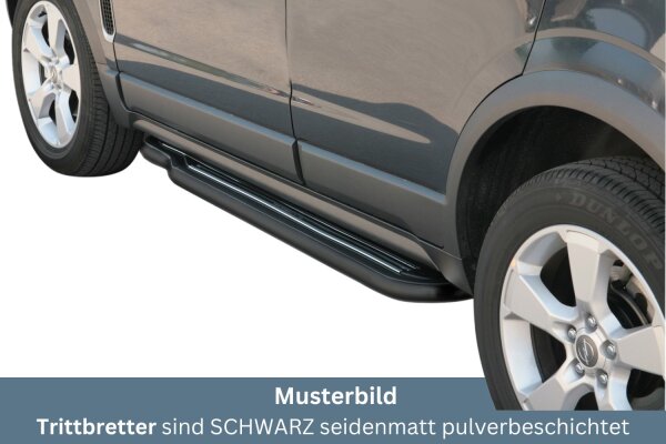 Trittbretter SCHWARZ für OPEL Antara L-A 2007-11 Edelstahl Ø50mm mit TÜV