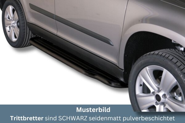 Trittbretter SCHWARZ für SKODA Yeti 5L 2010> Edelstahl Ø50mm mit TÜV