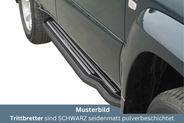 Trittbretter SCHWARZ für TOYOTA Land Cruiser KDJ 120 5-türer Edelstahl Ø50mm mit TÜV