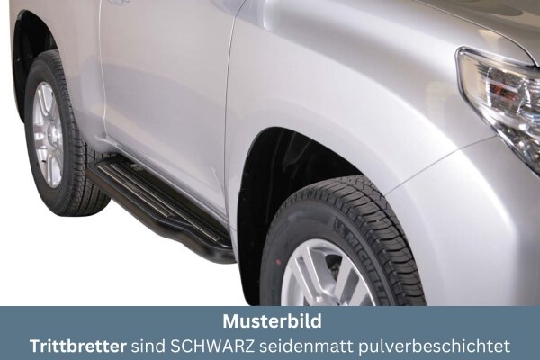 Trittbretter SCHWARZ für TOYOTA Land Cruiser 150 J15 3-Türer Edelstahl Ø50mm mit TÜV