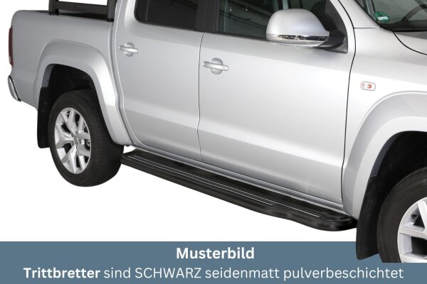 Trittbretter SCHWARZ für VOLKSWAGEN Amarok 2H 2010> Edelstahl Ø50mm mit TÜV