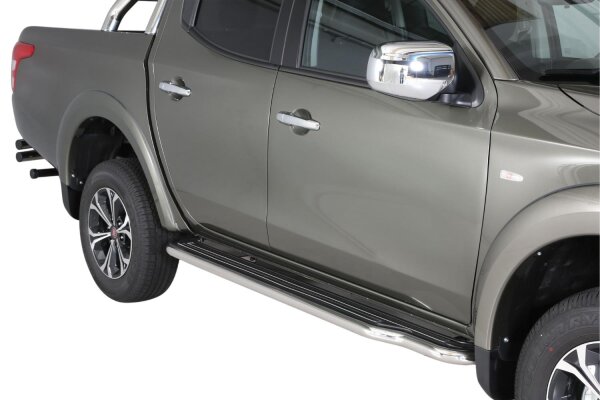 Trittbretter Schwellerrohre für Fiat Fullback Doppelkabine 2016> Edelstahl Ø50mm