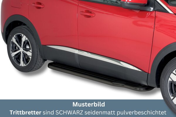Trittbretter SCHWARZ für PEUGEOT 3008 Bj. 2016- Edelstahl Ø50mm mit TÜV