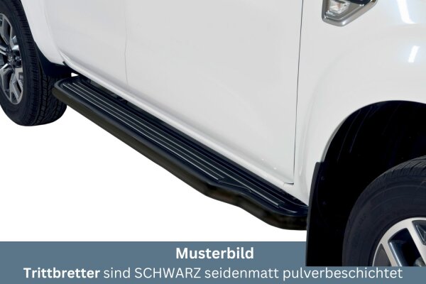 Trittbretter SCHWARZ für RENAULT Alaskan Edelstahl Ø50mm mit TÜV