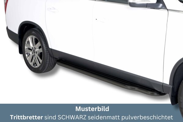 Trittbretter SCHWARZ für SSANGYONG Musso & Grand Musso Bj. 2018- Edelstahl Ø50mm mit TÜV