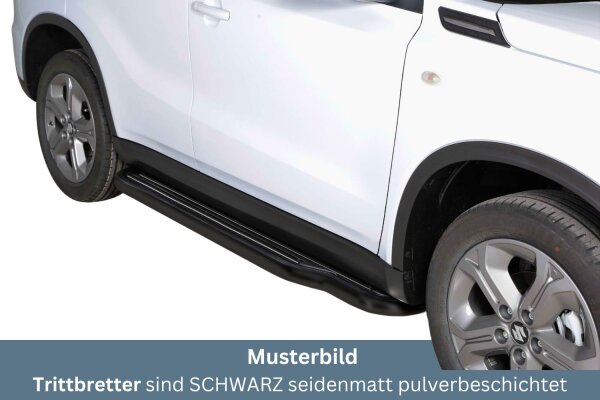 Trittbretter SCHWARZ für SUZUKI Vitara LY Bj.2015-18 Edelstahl Ø50mm mit TÜV