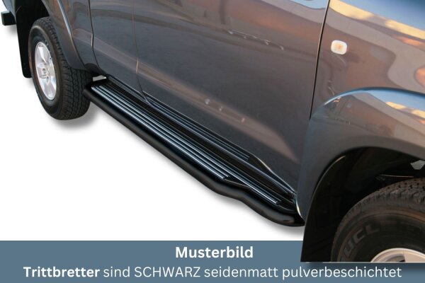Trittbretter SCHWARZ für TOYOTA HiLux N25T Extra Cab 2006-15 Edelstahl mit TÜV