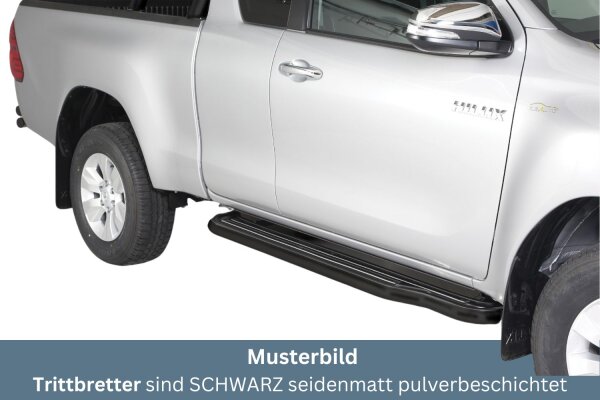 Trittbretter SCHWARZ für TOYOTA HiLux Extra Cab ab Bj. 2016- Edelstahl mit TÜV