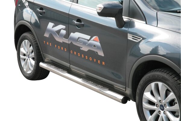 Schwellerrohre mit Tritt für FORD Kuga 2008-12 Edelstahl Ø76mm mit TÜV