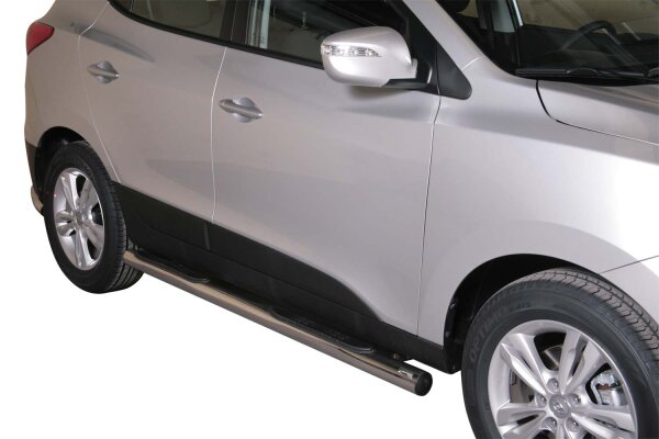 Schwellerrohre mit Tritt für HYUNDAI IX35 LM 2010> Edelstahl Ø76mm mit TÜV