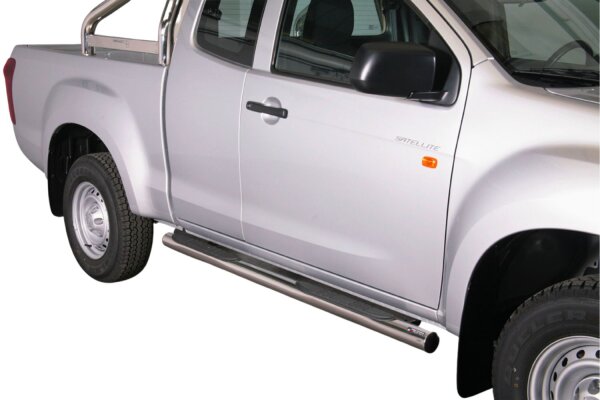 Schwellerrohre mit Tritt für ISUZU D-Max ATFR 2012-2019 Space Cab V2A Ø76mm mit TÜV