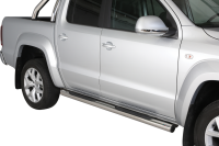 Schwellerrohre mit Tritt für VOLKSWAGEN Amarok 2H 2010> Edelstahl Ø76mm mit TÜV