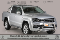 Schwellerrohre mit Tritt für VOLKSWAGEN Amarok 2H 2010> Edelstahl Ø76mm mit TÜV