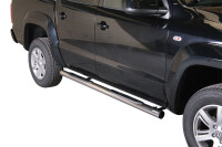 Schwellerrohre mit Tritt für VOLKSWAGEN Amarok 2H 2010> Edelstahl Ø76mm mit TÜV