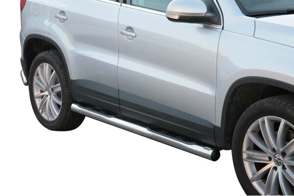 Schwellerrohre mit Tritt für VOLKSWAGEN Tiguan 5N Bj. 2008-11 V2A Ø76mm mit TÜV
