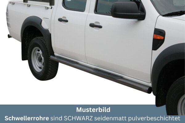 Schwellerrohre mit Tritt SCHWARZ für FORD Ranger Doppelkabine 2AW 2009-11 TÜV