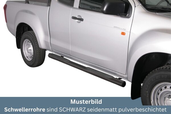 Schwellerrohre mit Tritt SCHWARZ für ISUZU D-Max Space Cab 2012 - 2019 V2A Ø76mm TÜV