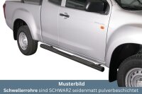 Schwellerrohre mit Tritt SCHWARZ für ISUZU D-Max Space Cab 2012 - 2019 V2A Ø76mm TÜV
