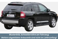 Schwellerrohre mit Tritt SCHWARZ für JEEP Compass PK 2007-10 V2A Ø76mm mit TÜV
