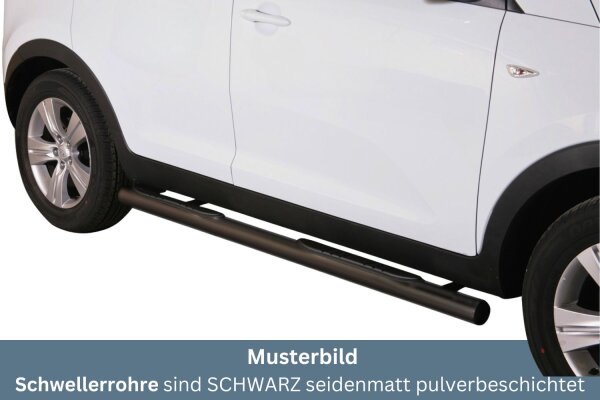 Schwellerrohre mit Tritt SCHWARZ für KIA Sportage SLS 2010> V2A Ø76mm mit TÜV