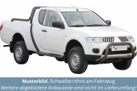Schwellerrohre mit Tritt SCHWARZ für MITSUBISHI L200 Club Cab KAOT 2010> V2A TÜV