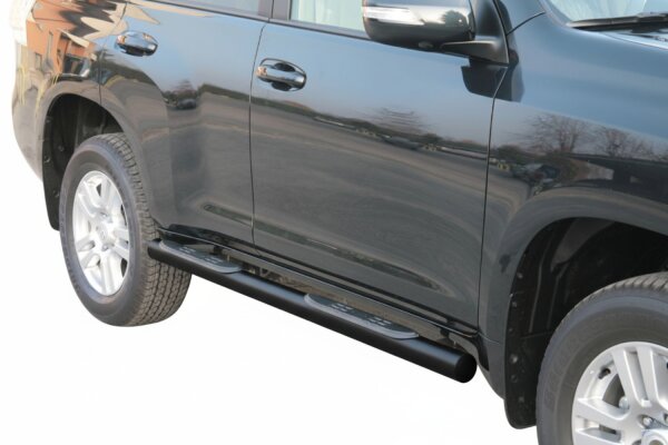 Schwellerrohre mit Tritt SCHWARZ für TOYOTA Land Cruiser J15 150 5-Türer 2009> V2A Ø76mm TÜV
