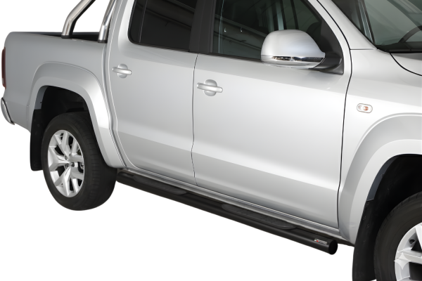 Schwellerrohre mit Tritt SCHWARZ für VOLKSWAGEN Amarok 2H 2010> V2A Ø76mm TÜV