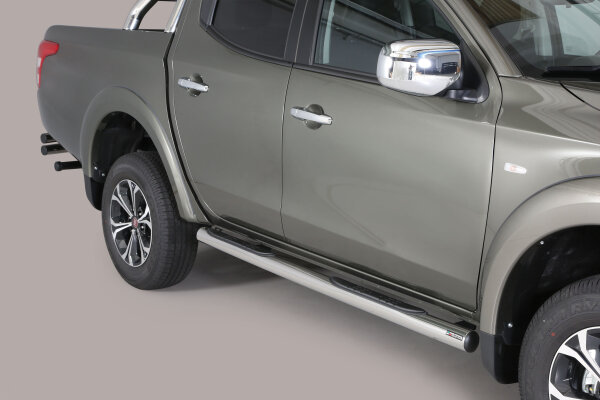 Schwellerrohre mit Tritt für Fiat Fullback Doppelkabine 2016> V2A Ø76mm mit TÜV