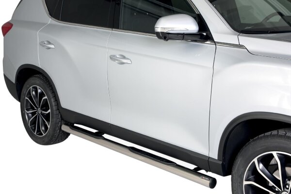 Schwellerrohre mit Tritt für SSANGYONG Rexton Bj. 2018- Edelstahl Ø76mm mit TÜV