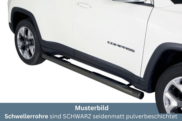 Schwellerrohre mit Tritt SCHWARZ für JEEP Compass ab Bj. 2017- V2A Ø76mm mit TÜV