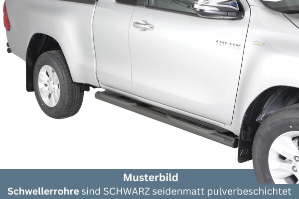 Schwellerrohre mit Tritt SCHWARZ für TOYOTA HiLux Extra Cab ab Bj. 2016- V2A TÜV