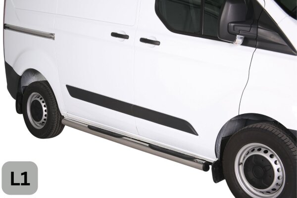 Schwellerrohre mit Tritt für Ford Transit Custom (L1) Bj.2013- V2A Ø76mm mit TÜV