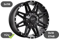 4x Felgen Dirt D88 matt schwarz & Nieten 9x18 ET48...