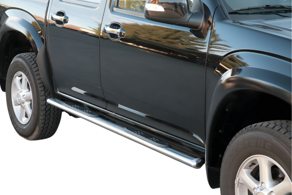 Schwellerrohre oval mit Tritt für ISUZU D-Max Doppelkabine 2007-12 V2A mit TÜV