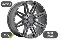 4x Felgen Dirt D88 matt grau & Nieten 9x18 ET25...