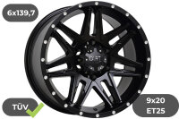 4x Felgen Dirt D62 matt schwarz & Nieten 9x20 ET25...