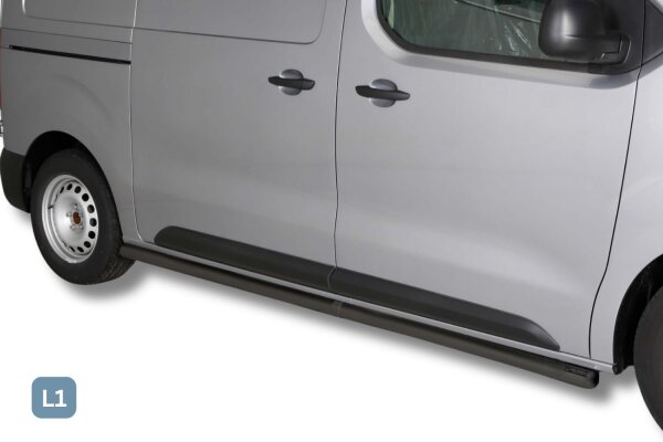 Schwellerrohre SCHWARZ ohne Tritt für Fiat Scudo kurz Bj.2022- Edelstahl Ø63mm TÜV