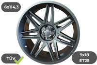 4x Felgen Dirt D62 matt gunmetal 9x18 ET25 für...