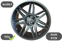 4x Felgen Dirt D62 matt grau 9x20 ET25 für Toyota...