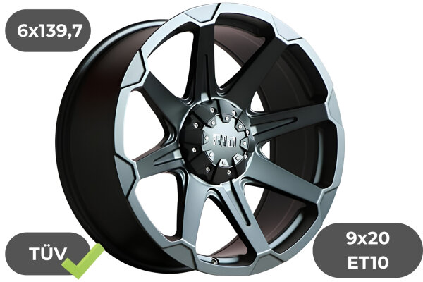 4x Felgen RID R05 matte black 9x20 ET10 für Isuzu D-Max BTF WTF 6x139,7