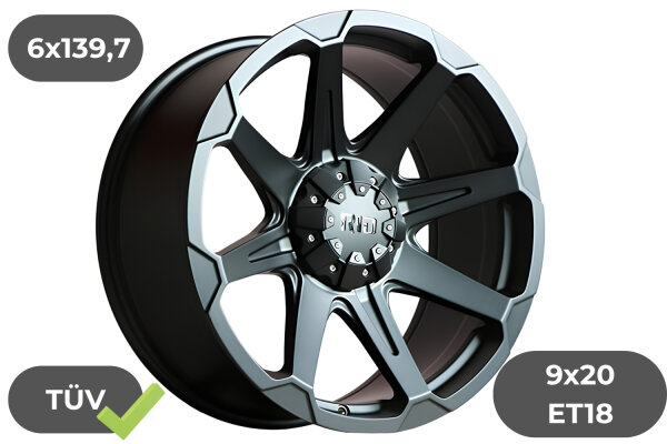 4x Felgen RID R05 matt black 9x20 ET18 für Isuzu D-Max ATFS BTF WTF 6x139,7