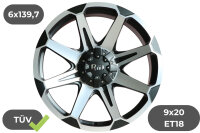 4x Felgen RID R05 matt black machined 9x20 ET18 für...