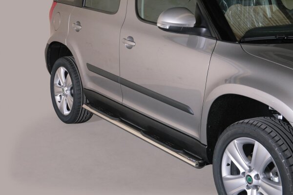 Schwellerrohre oval mit Tritt für SKODA Yeti 5L 2010> Edelstahl mit TÜV