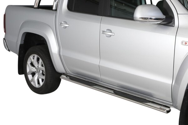 Schwellerrohre oval mit Tritt für VOLKSWAGEN Amarok 2H 2010> Edelstahl mit TÜV