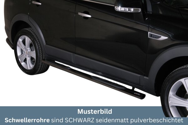 Schwellerrohre oval mit Tritt SCHWARZ für CHEVROLET Captiva KLAC 2011> V2A Ø76mm TÜV