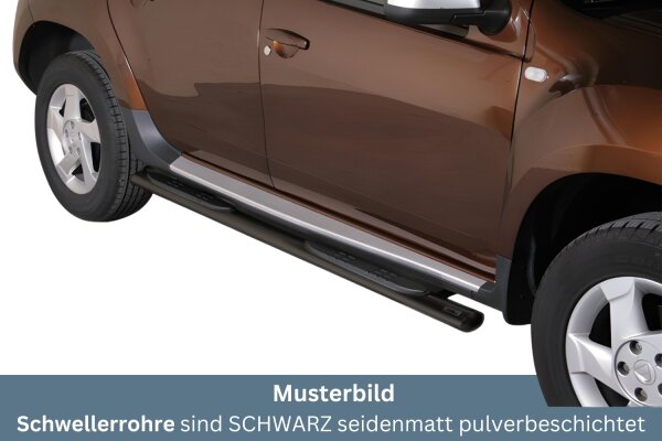 Schwellerrohre oval mit Tritt SCHWARZ für DACIA Duster SD 2010 > V2A Ø76mm mit TÜV
