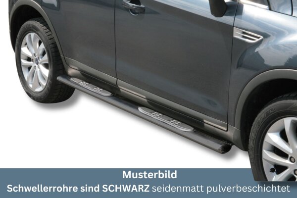 Schwellerrohre oval mit Tritt SCHWARZ für FORD Kuga 2008-12 V2A Ø76mm mit TÜV