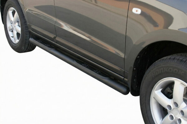 Schwellerrohre oval mit Tritt SCHWARZ für HYUNDAI Santa Fe CM 2006-10 V2A TÜV