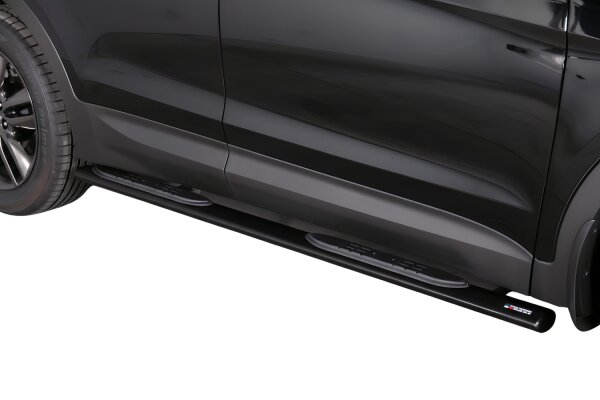 Schwellerrohre oval mit Tritt SCHWARZ für HYUNDAI Santa Fe DM 2012> V2A mit TÜV